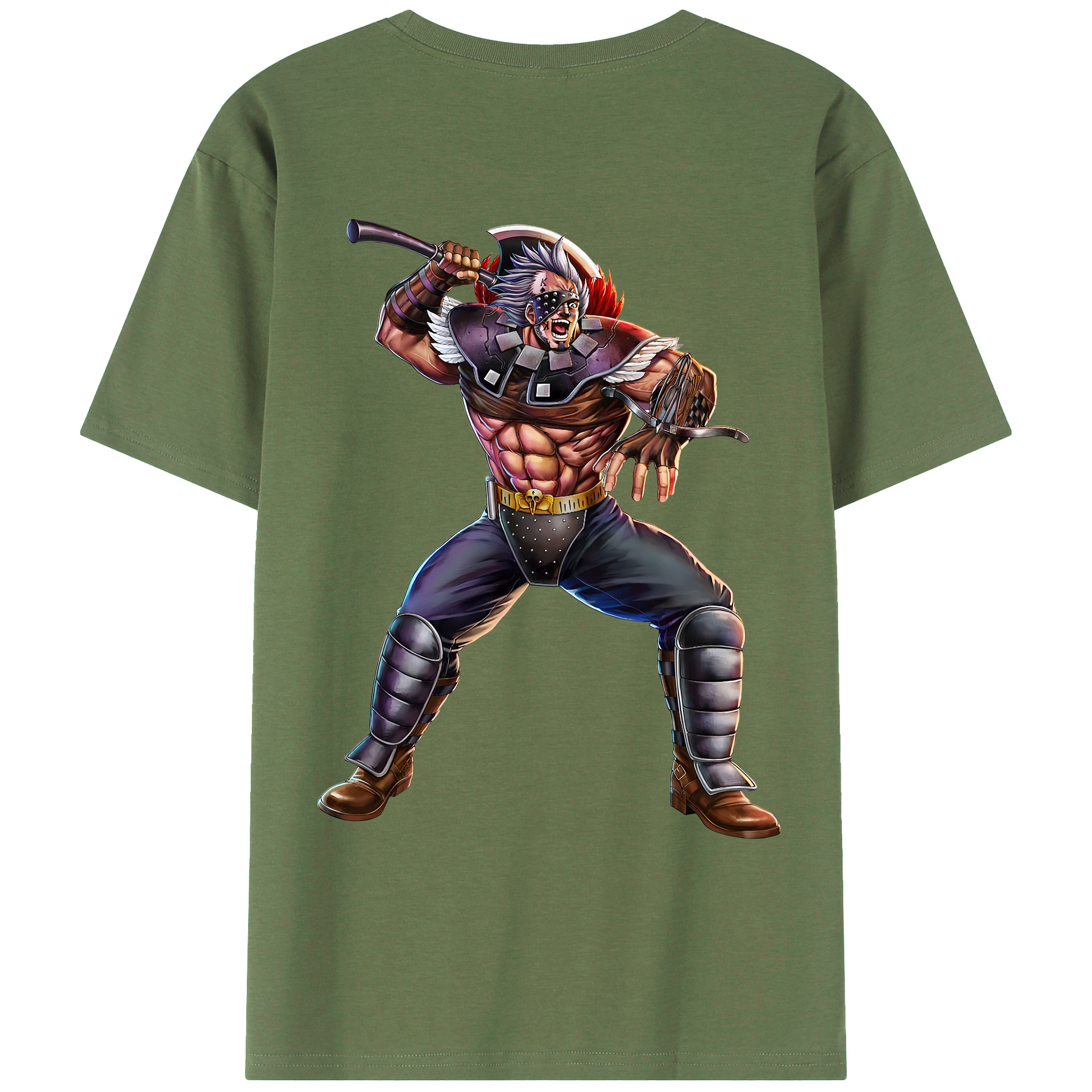 （画像用） 北斗の拳 Fist of the North Star 綿100％ メンズ半袖Tシャツ（バックプリント） 通気性